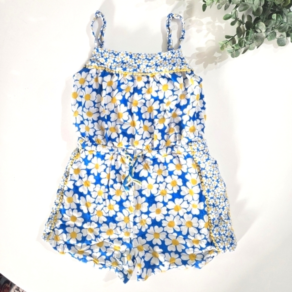 Mini Boden Daisies Floral Girls Summer Romper Size 5-6